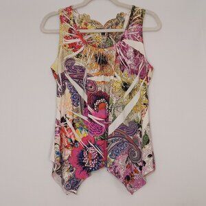 Women's Design Works Colorful Hippie Floral Tank‎ Top Size Large